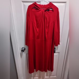 Glamour Solid Red Knee Length Dress